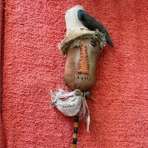 Handcrafted Rustic Scarecrow Stick